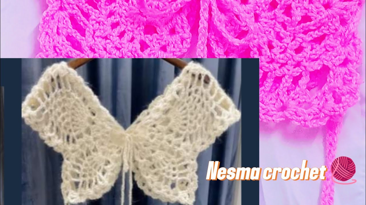 طريقه عمل بوليرو #للأطفال والكبار على شكل فراشه# بغرزه الاناناسه#  كروشيه  💯‎@Nesma-crochet 