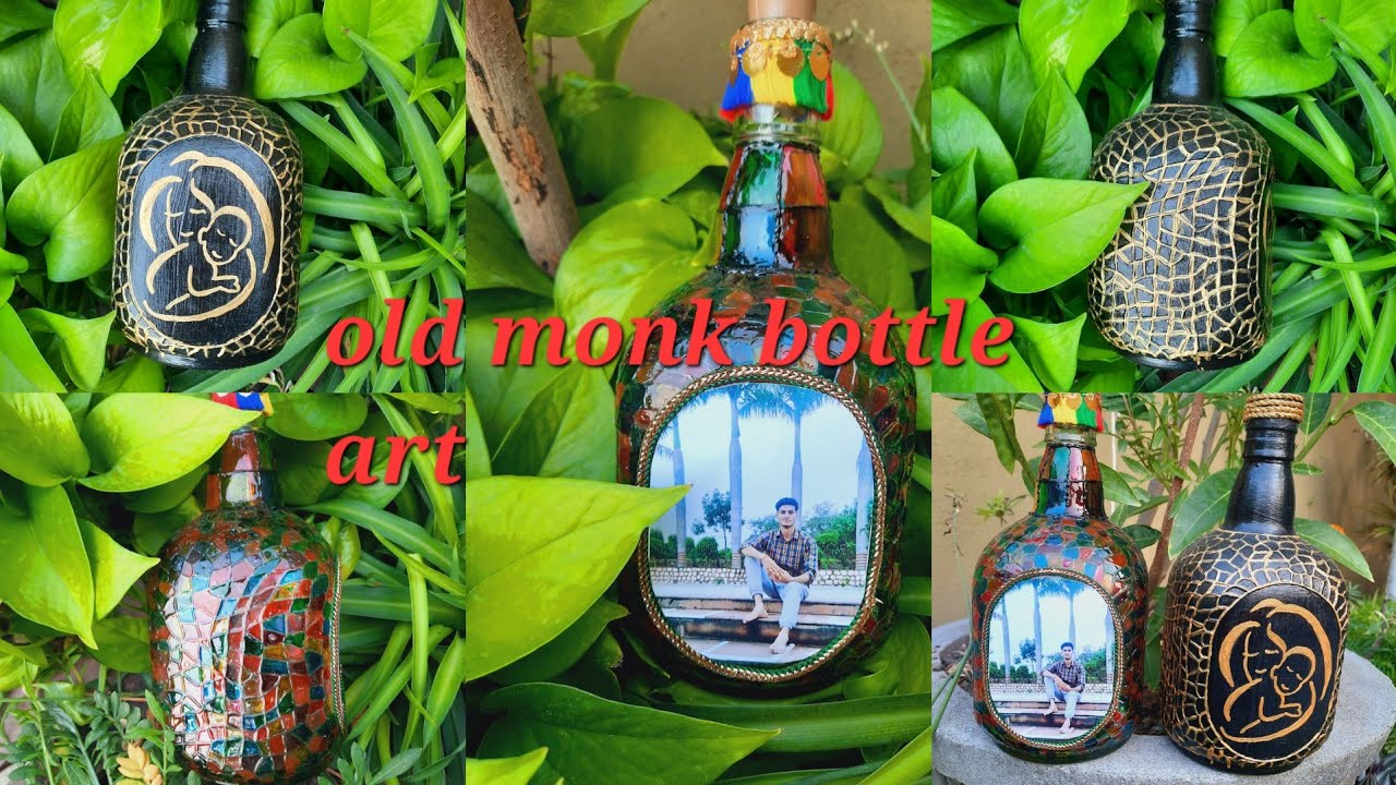How to reuse old monk bottle/old monk bottle art/photo bottle lamp/diy bottle lamp