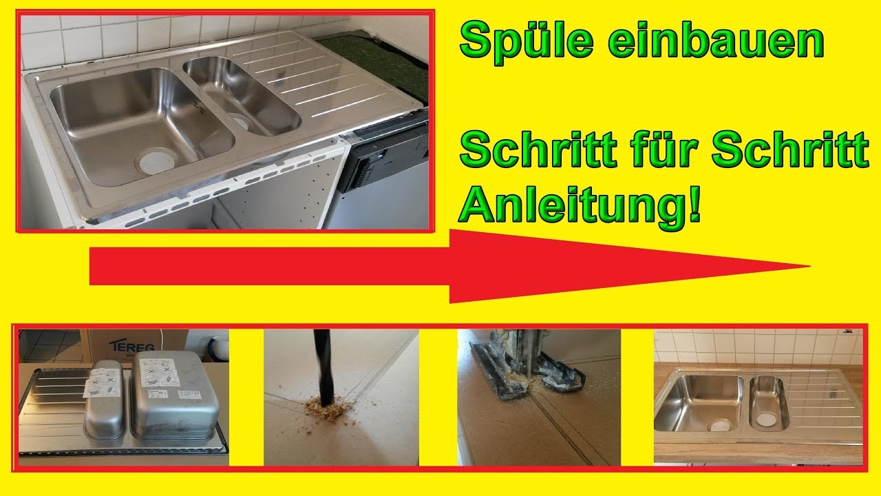 K&uuml;chensp&uuml;le einbauen &ndash; Sp&uuml;le in Arbeitsplatte &ndash; K&uuml;chenplatte / K&uuml;chenarbeitsplatte zuschneiden