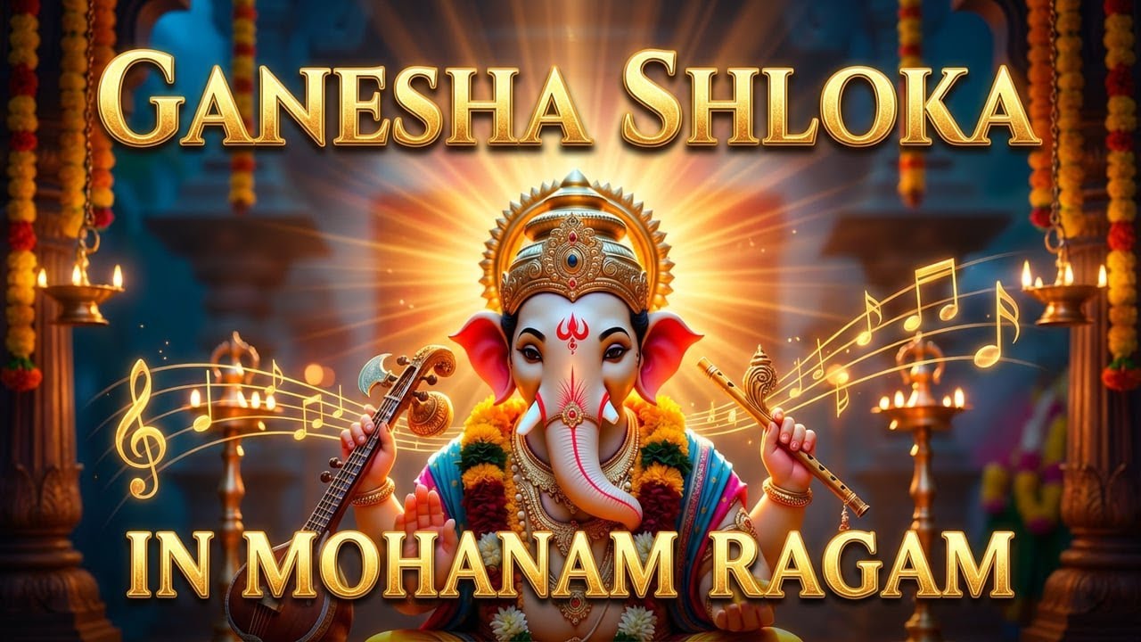 Ganesha Shloka in Mohanam Ragam | Tamil Devotional Lyric Video | Om Gan Ganapataye Namah