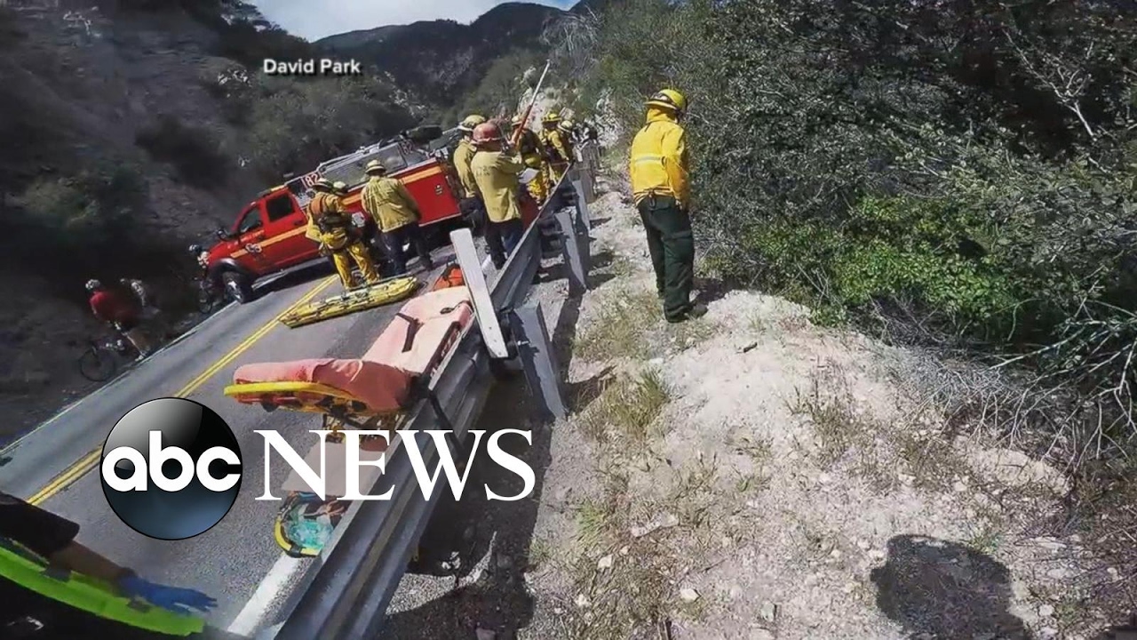 Motorcyclist survives cliffside crash caught on camera