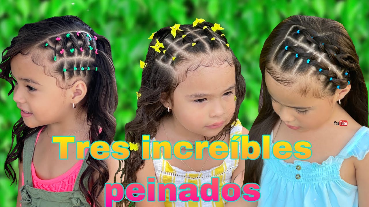 TRES INCREÍBLES PEINADOS CON PELO SUELTO  FACILES Y BONITOS PARA BEBÉS Y NIÑAS