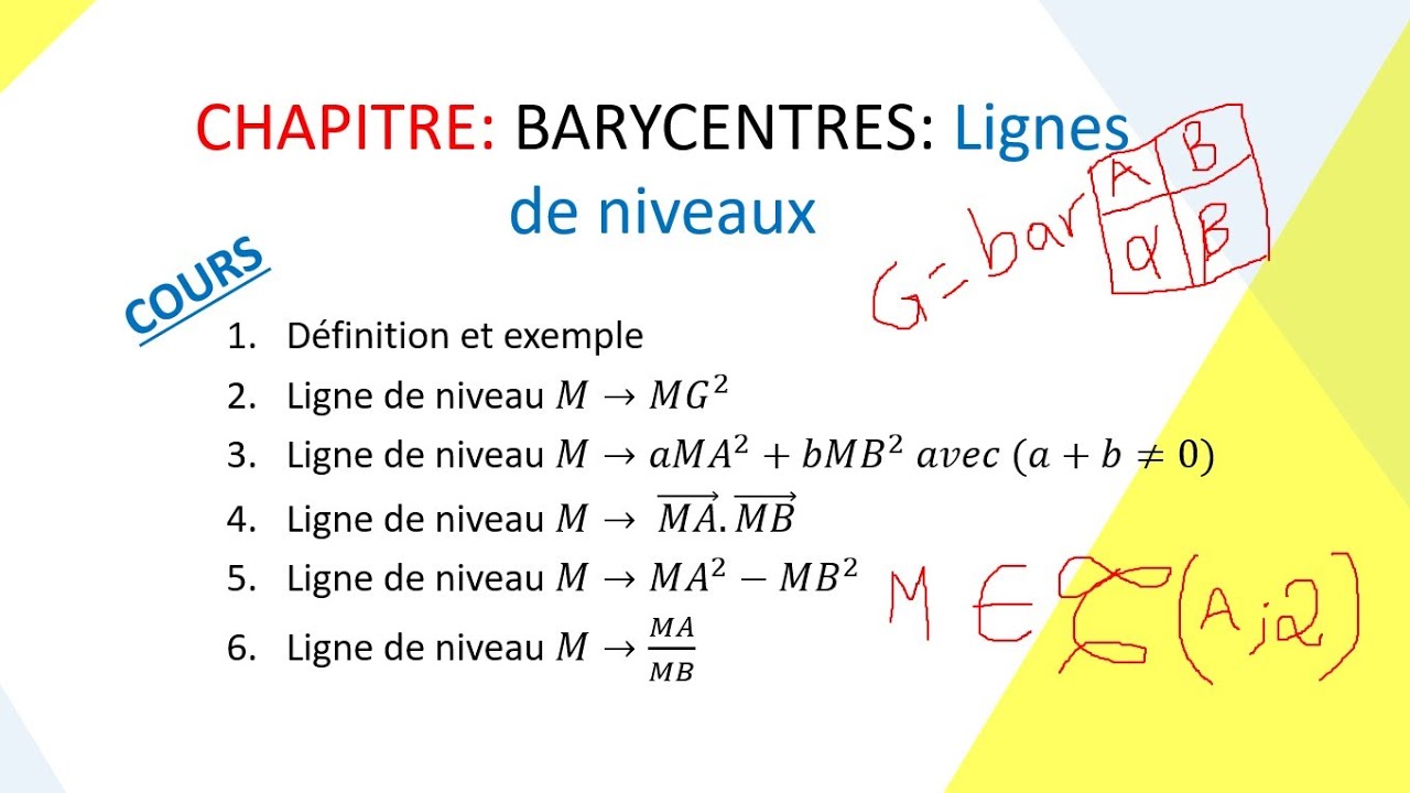 Cours Barycentre: les lignes de niveaux