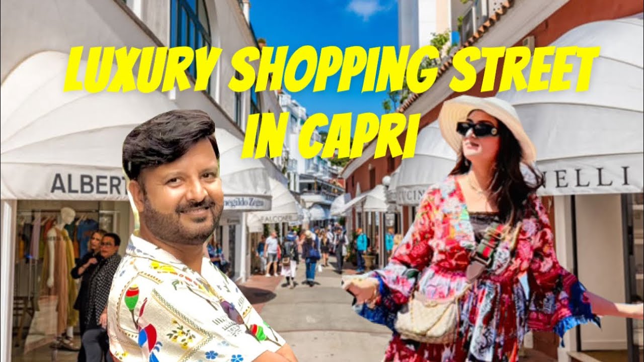 Capri Italy Luxurious Brand shopping street 4K