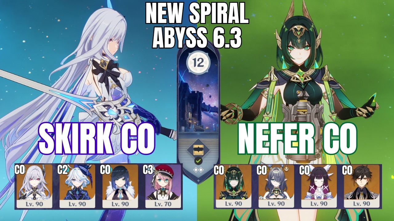 No Escoffier C0 Skirk Freeze & C0 Nefer Lunar Bloom | NEW Spiral abyss 6.4 | Genshin Impact