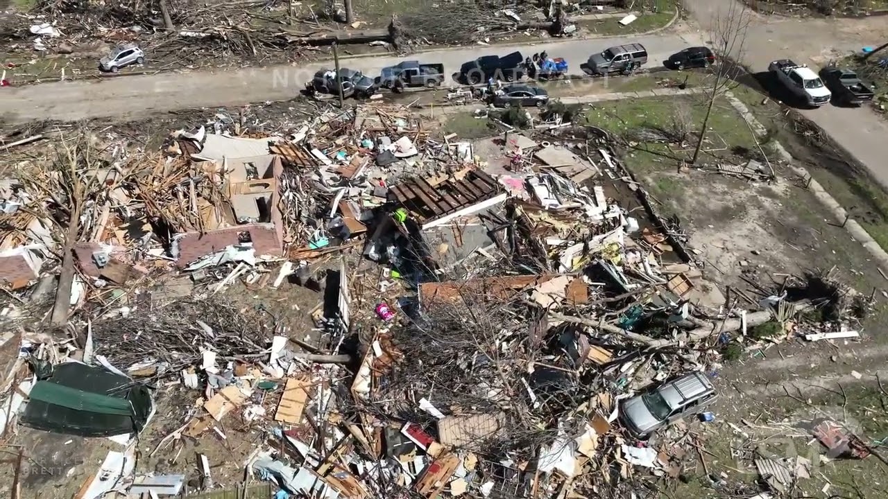 04-01-2023 Wynne, AR Tornado Damage Drone - School Destroyed - Multiple Homes Destroyed