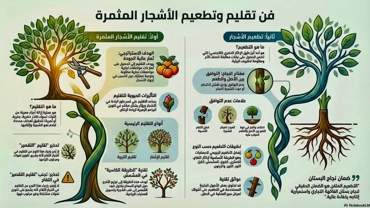 اسرار التقليم والتطعيم لاشجار الفاكهة/ للصف الثالث زراعي