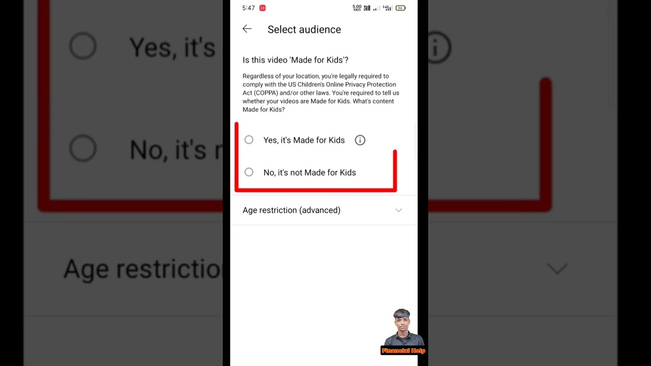 YouTube channel me kya select kare Yas it's mode for kids or No it's not mode for kids #earnmoney