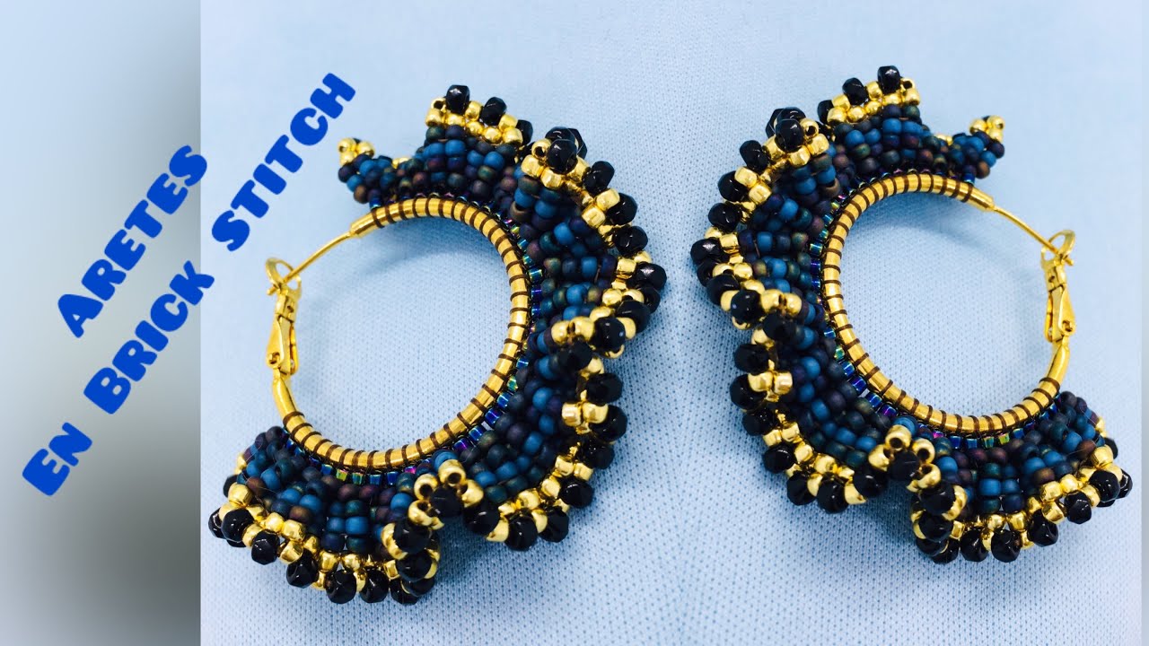 Arracadas decoradas / Brick Stitch / Terminación imitación de encaje 😍