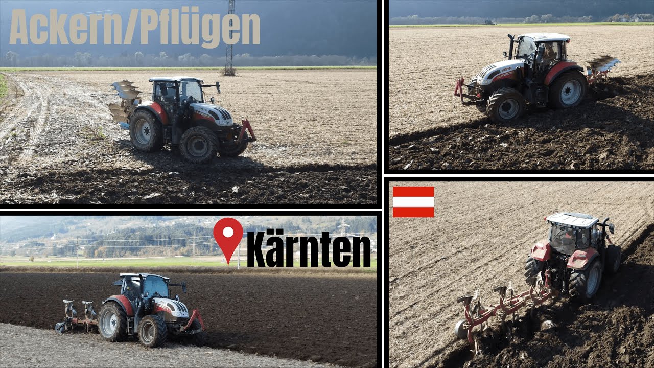 Ackern/Pflügen mit einem Steyr 4120 Multi | Lurnfeld/Kärnten