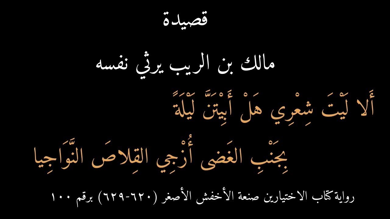 قصيدة مالك بن الريب يرثي نفسه بصوت عبد الرحمن الحمين