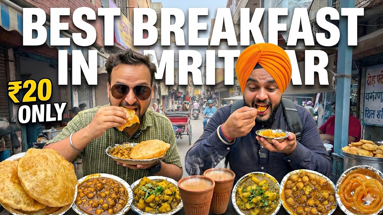 Must Try Breakfast at Amritsar | Halwa , Poori , Kanha Sweets | Street Food ⁨@Amritsarwalkingtours⁩