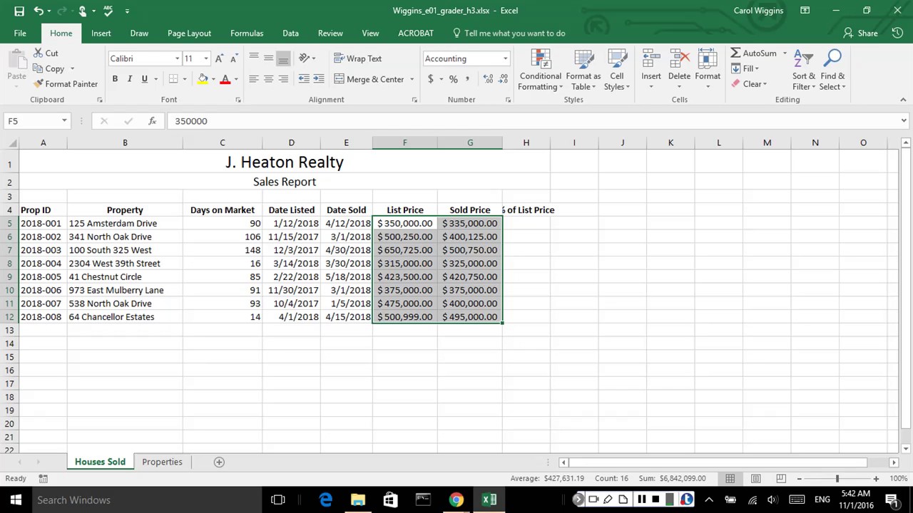Excel Chapter 1 Guided Project