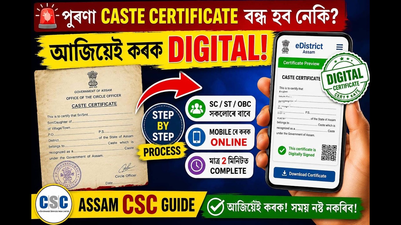 Assam Caste Certificate Apply Online 2026 | Step By Step Full Process Assamese | only Rs 40 /-