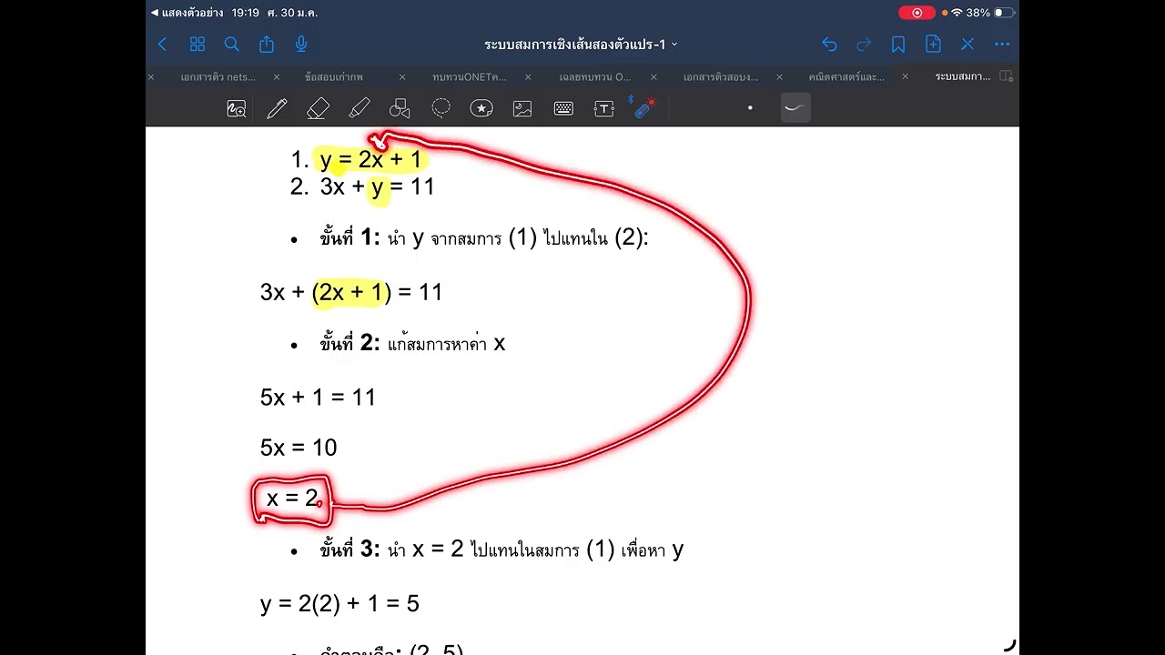 การแก้ระบบสมการเชิงเส้นสองตัวแปร