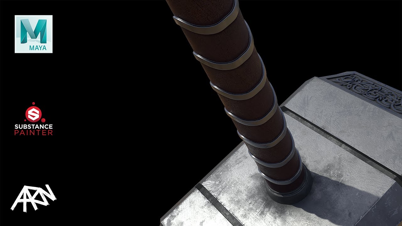 Making Thor's Hammer Mjolnir in Autodesk Maya & Substance Painter - 3D Timelapse