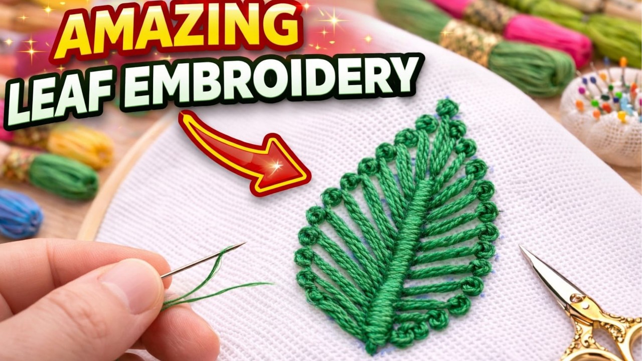 🍃 Amazing Leaf Embroidery Design | hand Flower Embroidery Designs | #shorts #embroidery