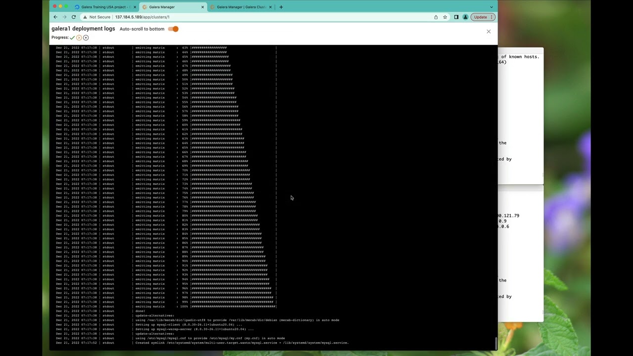 A step-by-step video on how to install Galera Cluster on premises using Galera Manager