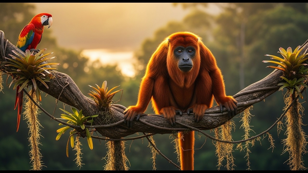 8K Amazon Rainforest Walk 🌿 Canopy Bridges, Howler Monkeys & Jungle Sounds | Ultimate Stress Relief