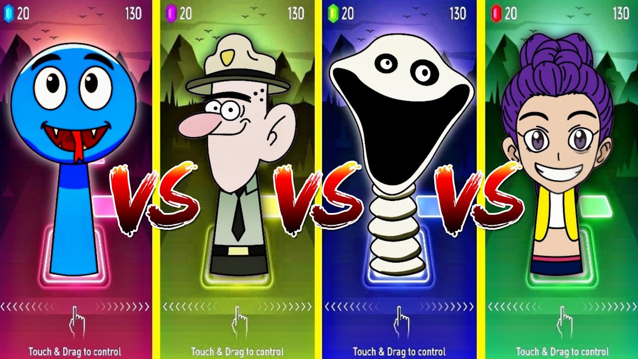 SPRUNKI OC HUNGRY SNAKE 🆚 CITY BOY 🆚 HUNGRY WORM 🆚 RUMI COFFIN DANCE SONG IN TILES HOP