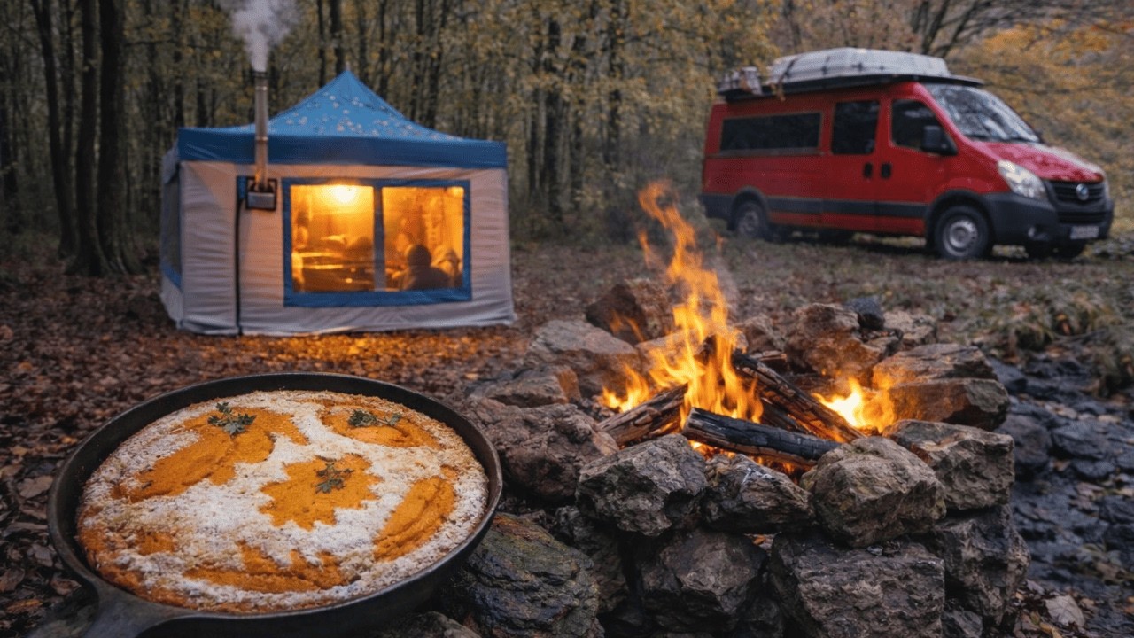 Sakin Bir Sonbahar Kamp Günü 🍂 | Ateş Çukuru ve Balkabaklı Kek 🎃 | Yavaş Yaşarken Kendini Bulmak