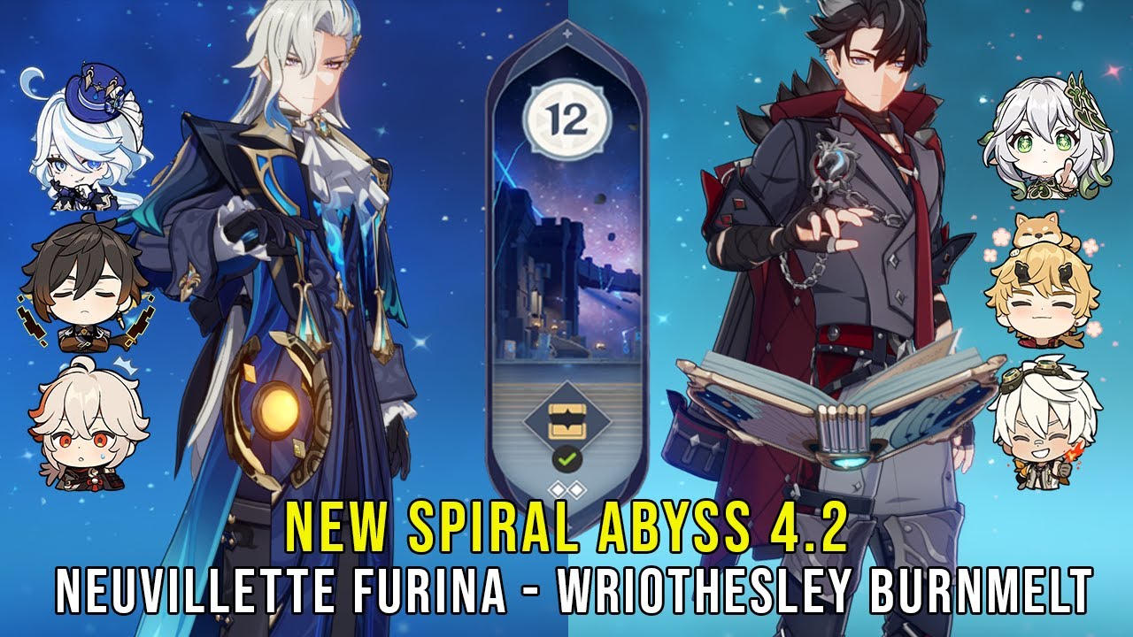 C0 Neuvillette Furina and C0 Wriothesley Burnmelt - NEW Genshin Impact Abyss 4.2 - Floor 12 9 Stars