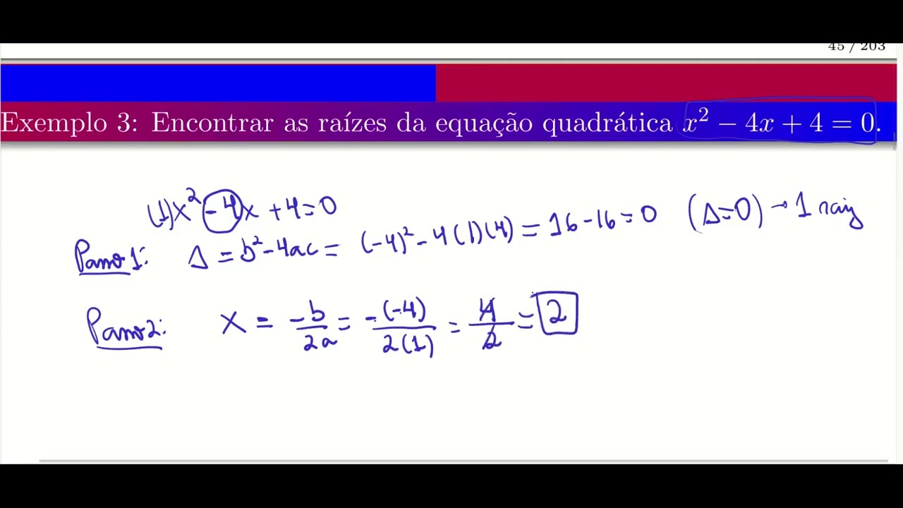 Aula 3 - Exemplo de cálculo de raízes de equação do segundo grau.
