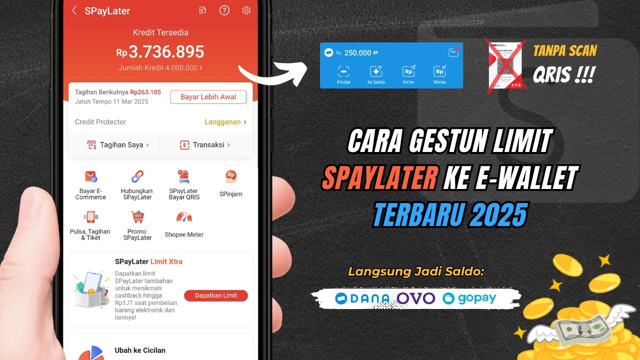 TANPA SCAN QRIS‼️ Cara Gestun Shopee PayLater Jadi Saldo Dana - GoPay - OVO | Cairkan SPayLater 2025