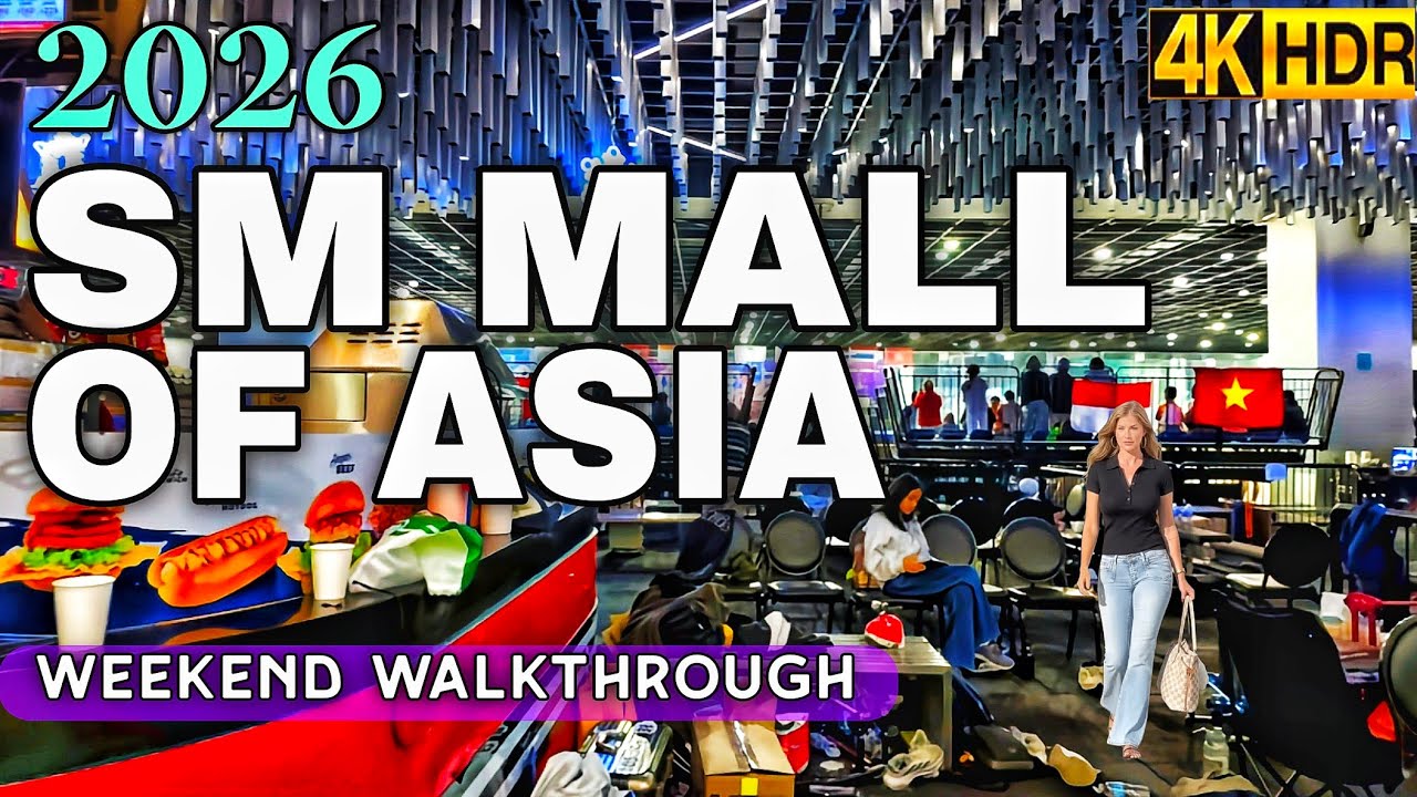 SM Mall Of Asia Rainy Weekend  Tour | A Stunning Gloomy Day Atmosphere In 4K HDR | Pasay City 🇵🇭