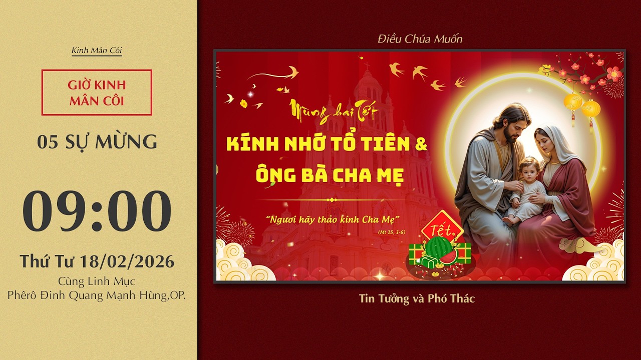 🔴Kinh Mân Côi | 18/02/2026 | 5 Sự Mừng - Sáng Thứ Tư Tuần VI Thường Niên.