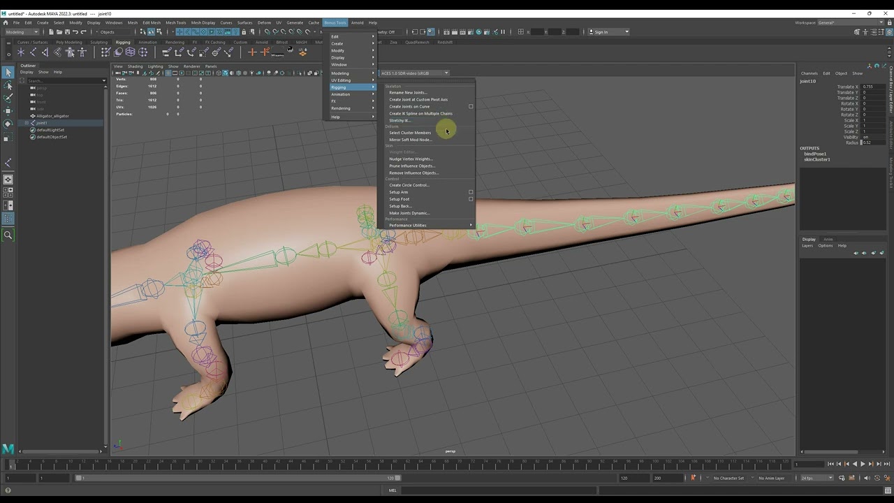 Maya tutorial - Make joints dynamic using Bonus Tools