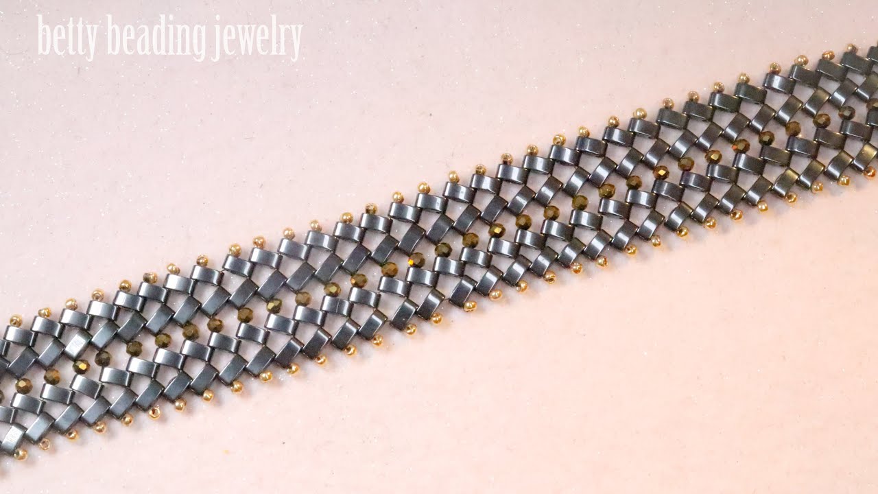 Beaded bracelet with half tila and seedbeads Quick and easy for beginner's jewelry making at home