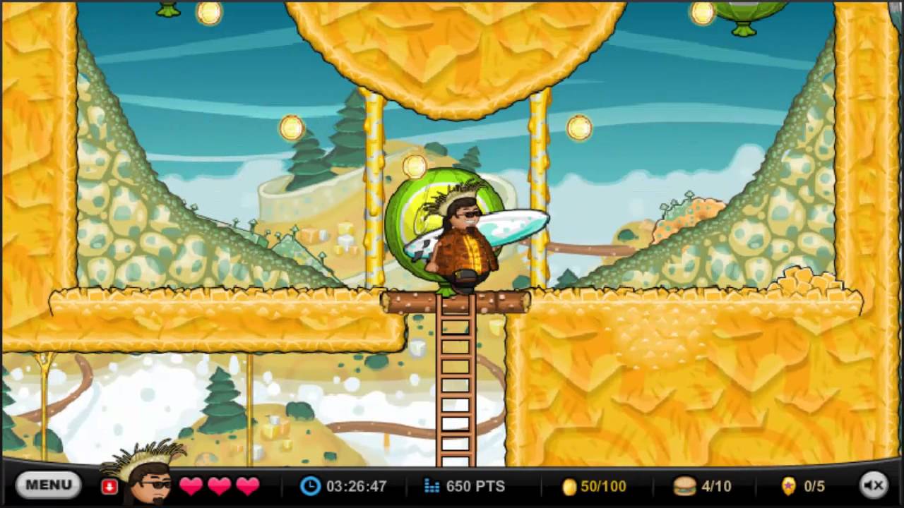 Papa Louie 2 Gameplay/Walkthrough, KAHUNA Collect 100 Coins! Level 6 [HD]