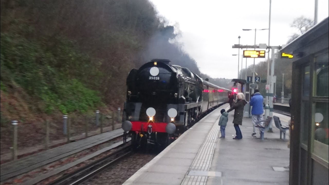 Clan Line no. 35028 seen at Preston Park Station on Bath & Bristol Express - 14/12/2024