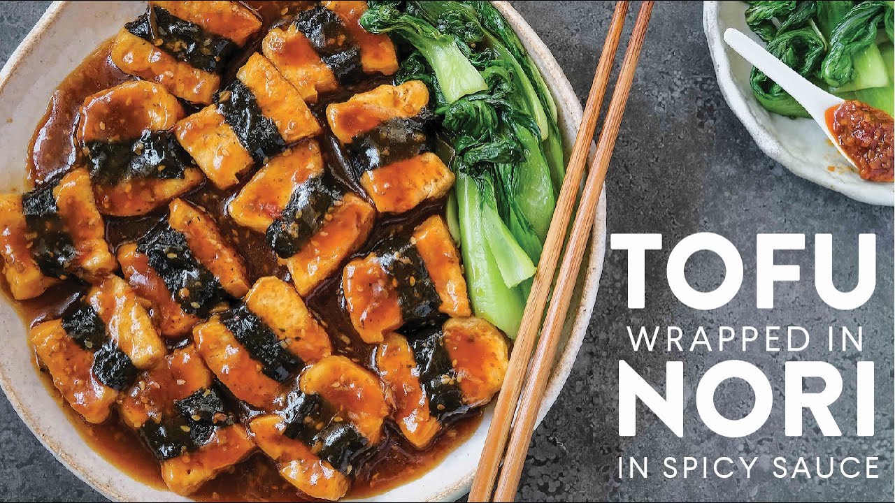 TOFU WRAPPED IN NORI IN SPICY SAUCE | Vegan Asian Recipes