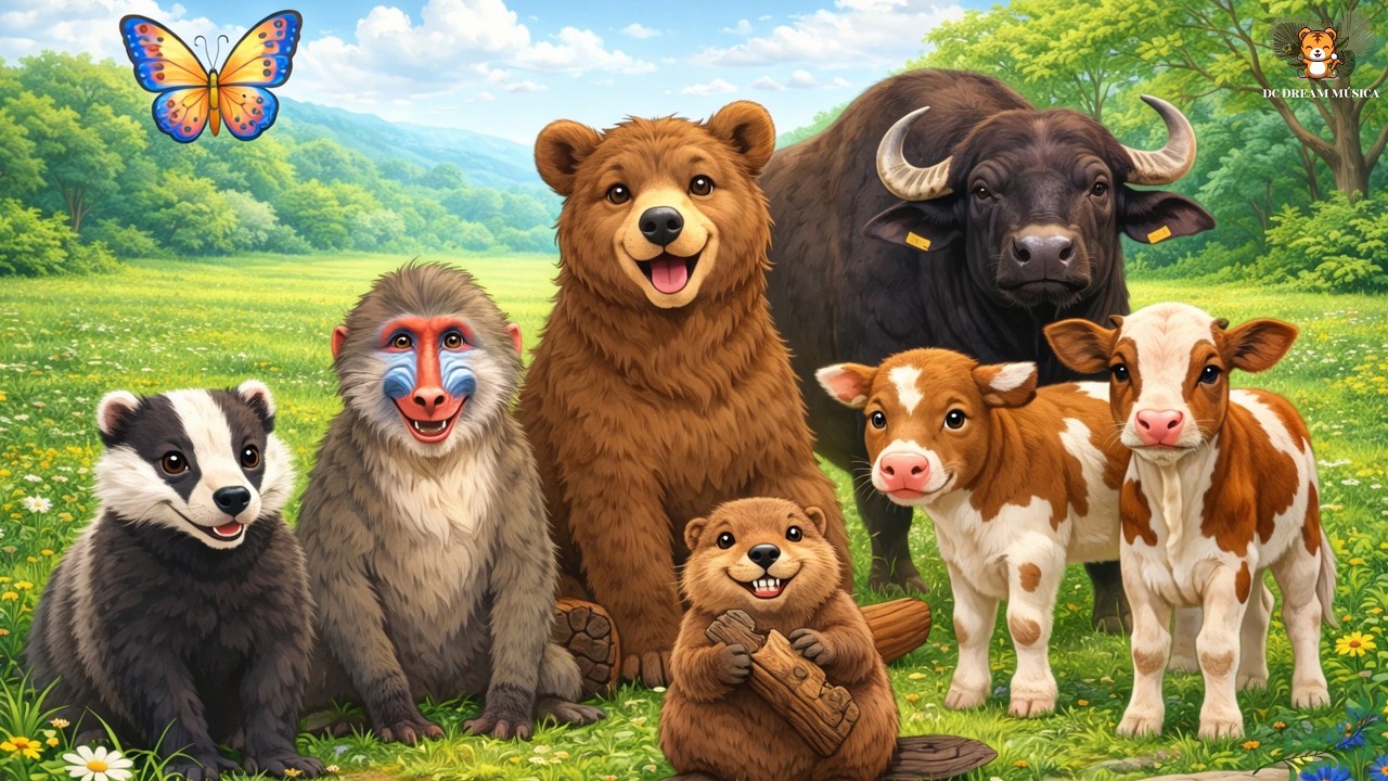 Playful Farm Animals: Badger, Baboon, Bear, Buffalo, Bull, Beaver, Calf, Butterfly &ndash; Cute Animals
