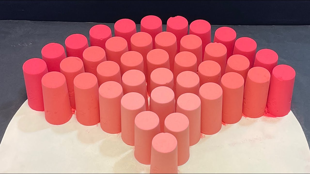 Soothing crushing of red baking soda columns ASMR