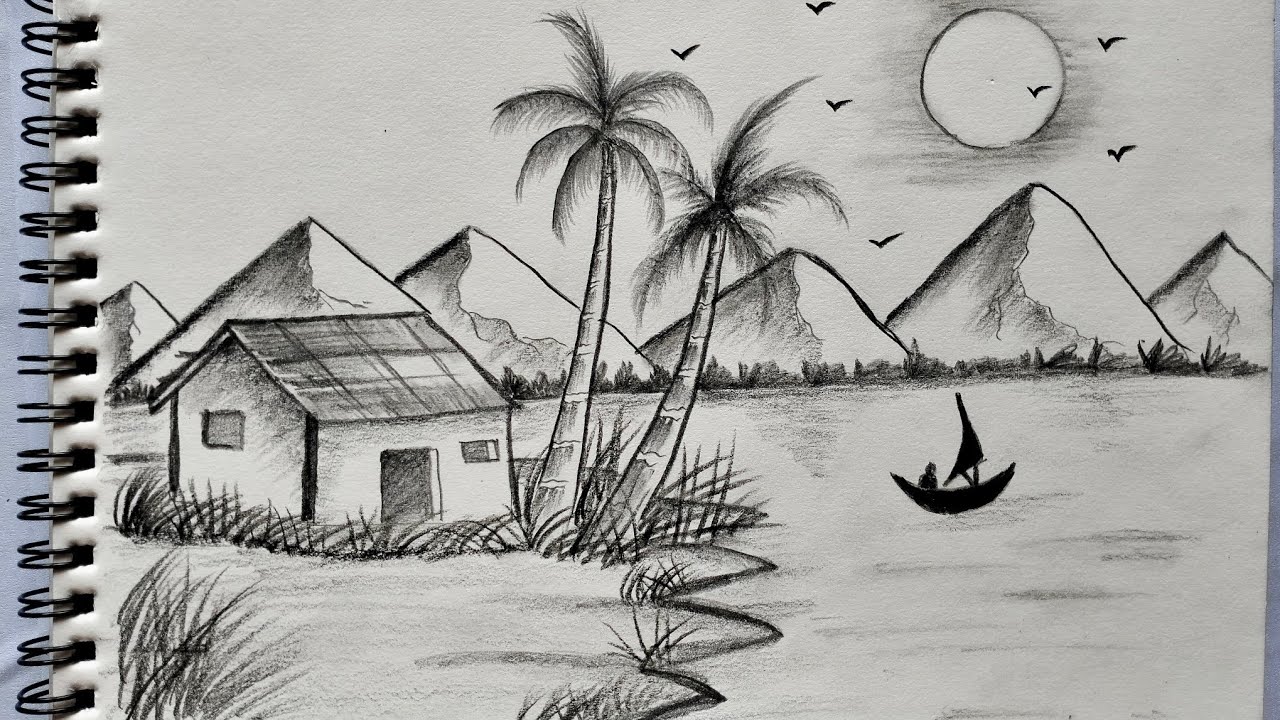 🎨How To Draw Beautiful Scenary #ytvideos #drawing #art 