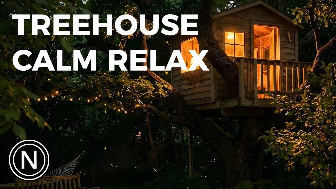 Backyard Treehouse Summer Night Cozy Sleep Ambience 10 Hours | 4K