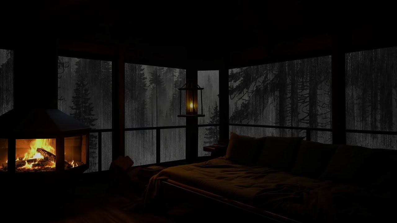 Atmosfera di Cabina con Camino e Pioggia Tropicale 🔥🌧 Suoni Calmanti per un Sonno Riposante