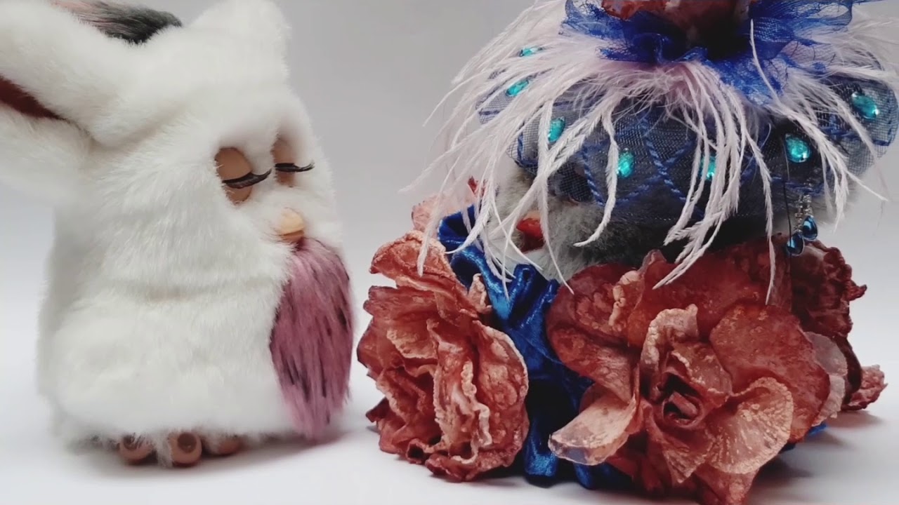 #Furby 2005 Passionfruit emoto tronic 59294 and Custom #furby sleepy blue talking and singing