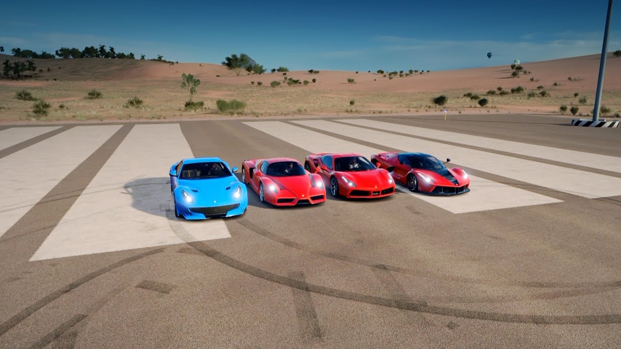 LaFERRARI vs F12tdf vs 488 GTB vs ENZO FERRARI Drag Race | Forza Horizon 3