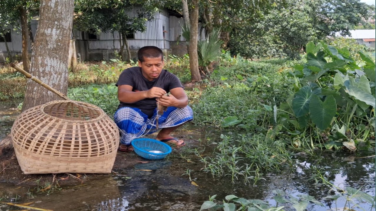 Rural Fish catch. Fish catching/ Fish cutting skills. Rural Man life. Nimsar village bushcraft.