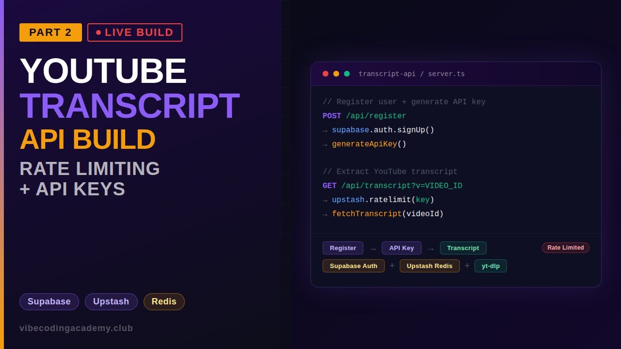 Free YouTube Transcript API - Live Build Part 2