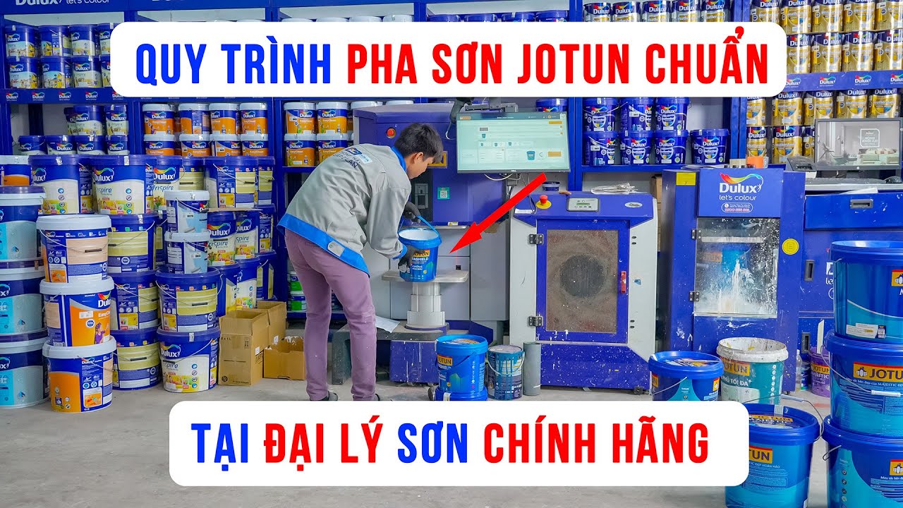Quy tr&igrave;nh pha m&agrave;u sơn jotun chuẩn tại đại l&yacute; ch&iacute;nh h&atilde;ng