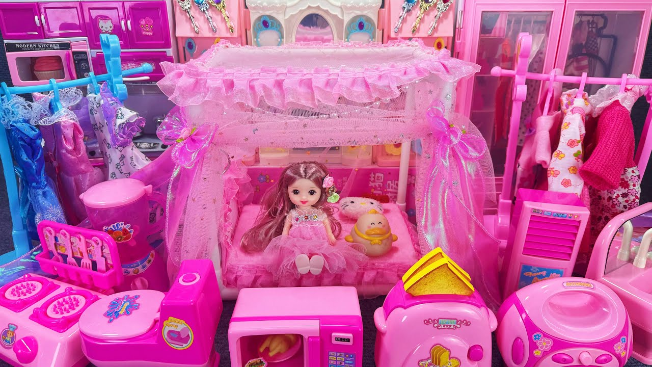 17 Mins Super Healing | Pink Wardrobe + Pink Kitchen / Barbie Doll + Pink Princess Bed / ASMR