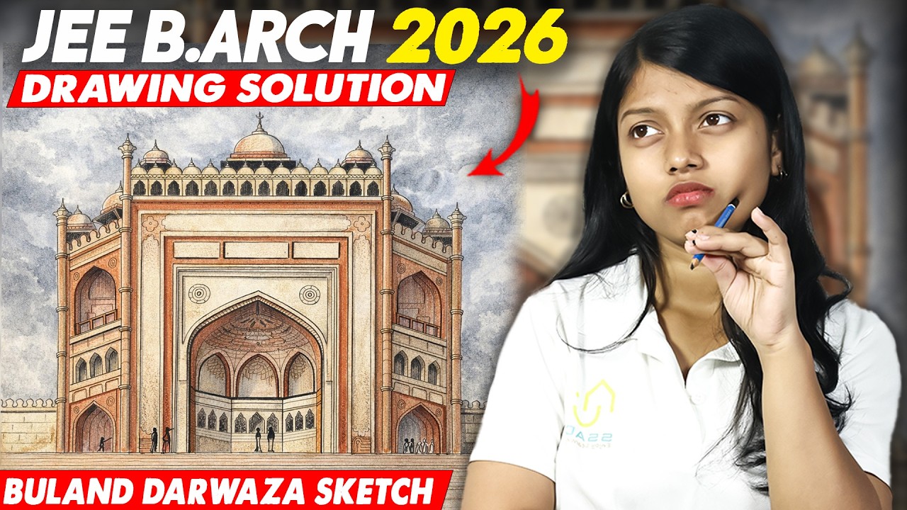 JEE Paper 2 (B.Arch) 2026  Drawing Question Solution – Buland Darwaza Sketch