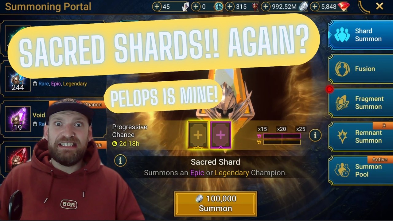 Sacred Shard Pull Again!! | Pelops The Victor | Fusion Event | Free To Play | Raid: Shadow Legends