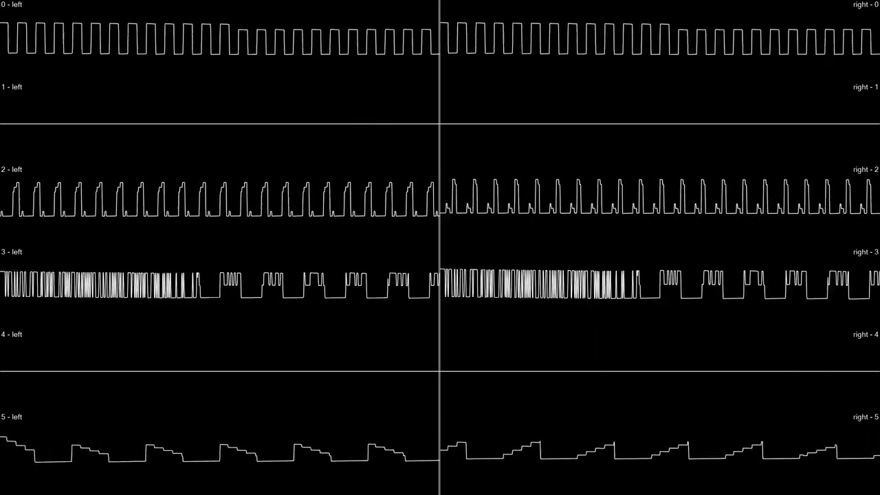 SAM Coupé: Harlequin - Title Music - stereo oscilloscope view 4K