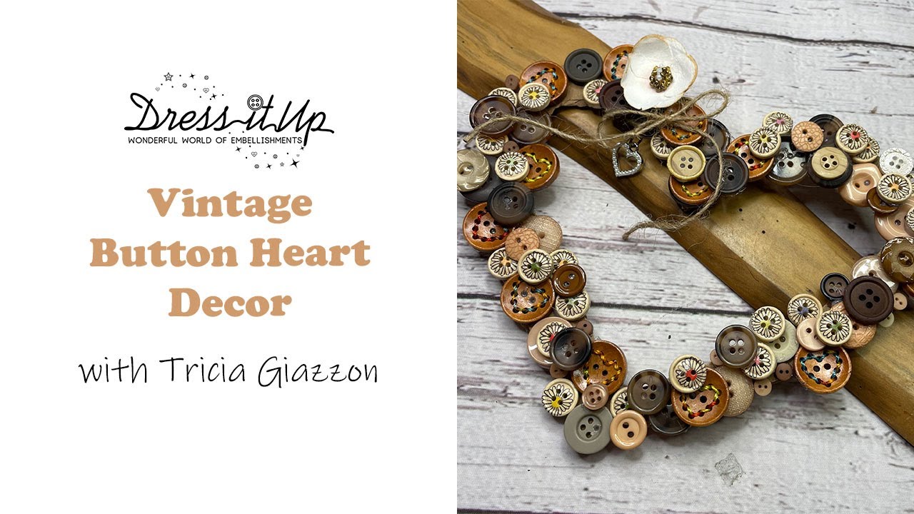 How to Make a Vintage Button Heart Wreath | Step-by-Step DIY with ⁨@TriciasPinkPoodlecrafts⁩